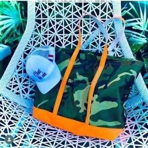 Camouflage Tote Bag with Orange Accents